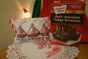 peppermint brownies with kisses